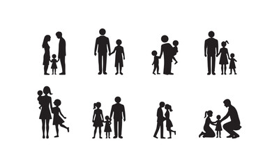 Family Silhouettes Vector Set
