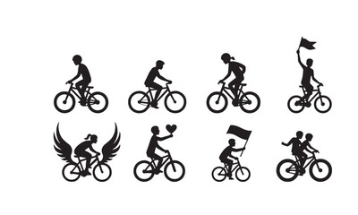 Cycling Silhouettes Vector Set
