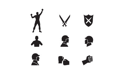 Warrior Icons and Silhouettes Vector Set