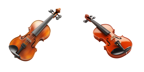 Elegant Violins Isolated on Transparent Background