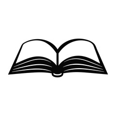 Open book vector icon. Black silhouette isolated on white background