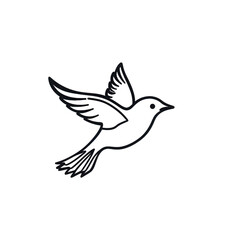 Naklejka premium Minimal bird in flight icon line drawing isolated on transparent background freedom symbol abstract nature cutout design