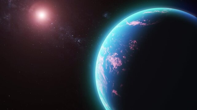 Exoplanet Water World Background 
K2-18b, also known as EPIC 201912552 b, is an exoplanet orbiting the red dwarf K2-18, located 124 light-years away from Earth. 
