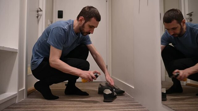 Man makes shoe care spray deodorant for shoes odorless shoe deodorant