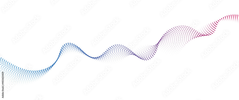 Leinwandbilder Flowing Dot Wave halftone gradient pattern on transparent background
