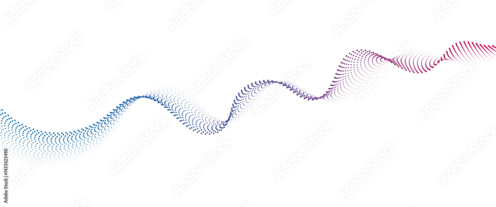 Poster flowing dot wave halftone gradient pattern on transparent background