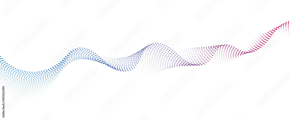 Poster Flowing Dot Wave halftone gradient pattern on transparent background