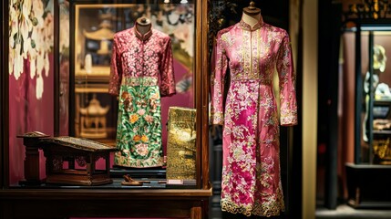 A traditional Nyonya kebaya displayed in a cultural museum