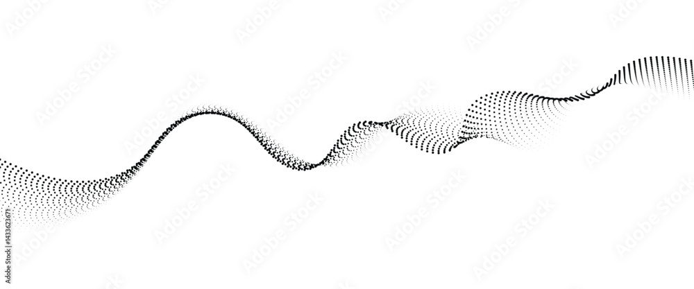 Leinwandbilder flowing dot wave halftone gradient pattern on transparent background