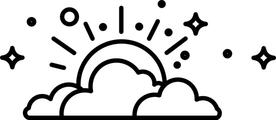 Icon of Sun and Clear Cloud – Simple Weather Symbol