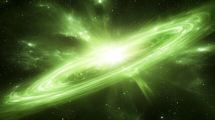 Fototapeta premium Celestial Green Nebula: A Cosmic Dance of Light and Energy