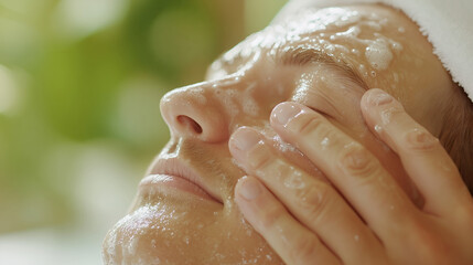 Relaxing Facial Treatment for Man with Moisturizing Cream in Spa Setting