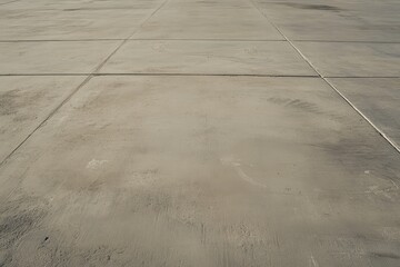 Flat, light gray concrete floor, divided into square sections.