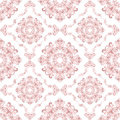 Classic Damask seamless pattern, Vintage design, element old style, Rose gold floral ornament, Luxury Ornamental lace tracery, Traditional background, Vector Illustration for Elegant Textile Design