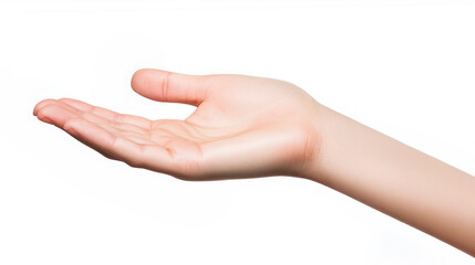 Open Hand Reaching Out Inviting Gesture on White Background for Concepts of Help and Support