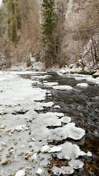 Frosty winter walk to Tomasovsky view, the rock protuberance providing wonderful views in National Park of Slovensky raj, Slovakia
