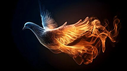Abstract Glowing Fire Bird In Flight