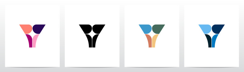 Star Spark Light Negative Space Mosaic Letter Logo Design Y