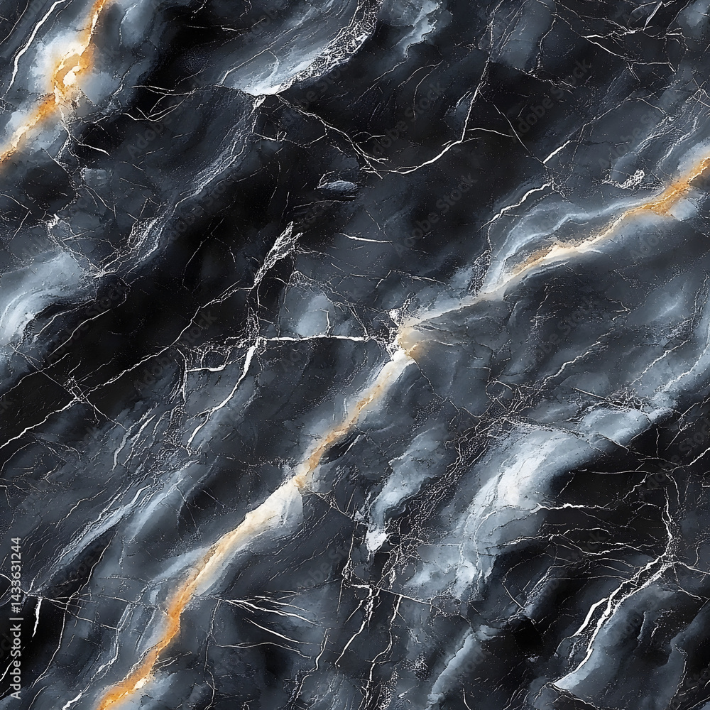 Aufkleber seamless black marble texture tile top view white marbling pattern natural stone ground for surface 