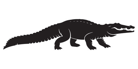 Crocodile silhouettes with reptile and wildlife elements on white background