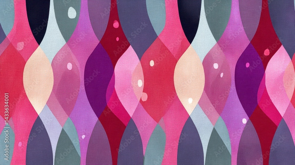 Poster abstract background with pink, purple, and gray teardrop shapes in a repeating pattern. the textured