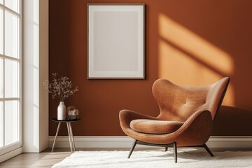 Cozy reading nook featuring a beige armchair and elegant accessories in a modern home office