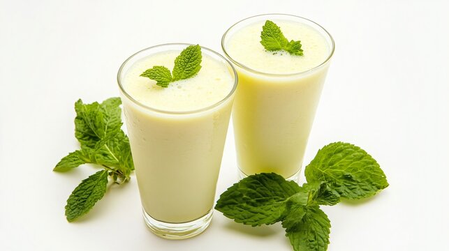 Refreshing Indian Lassi Drink Isolated on White Background - Professional Stock Photo