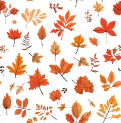 Autumn leaves seamless pattern in earthy tones