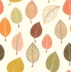 Obraz premium Autumn leaves seamless pattern in earthy tones
