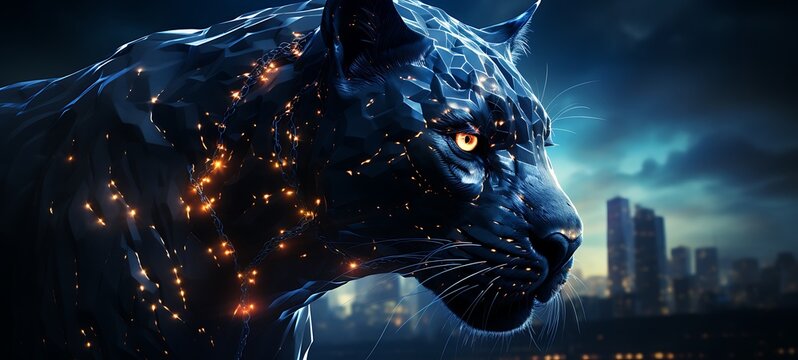 panther shaped constellation, ai generative - Powered by Adobe