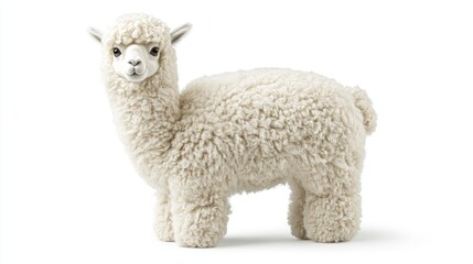 Fototapeta premium Fluffy white alpaca plush toy.