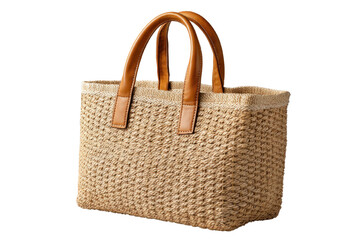 Handwoven Rectangular Tote Bag with Leather Handles for Everyday Use