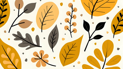 Autumn Leaves and Branches Background Pattern for Design