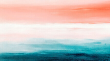 Fototapeta premium Abstract painting with coral and teal colors background