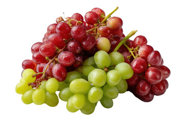 Fototapeta premium Fresh Mixed Grapes Cut Out with Red and Green Bunches on White Background
