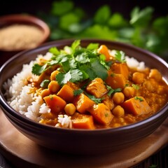 veganes S&uuml;&szlig;kartoffel-Kichererbsen-Curry
