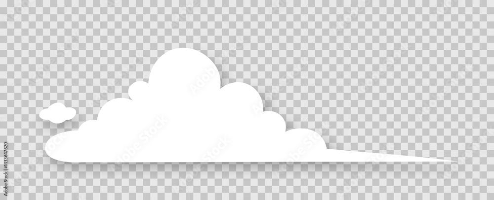 Fototapete the silhouette of a fluffy cloud with a shadow on a transparent background. design elements for weat