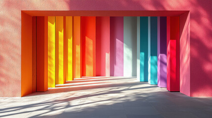 Obraz premium Futuristic urban street showcases vibrant murals and captivating light reflections enhancing architectural splendor
