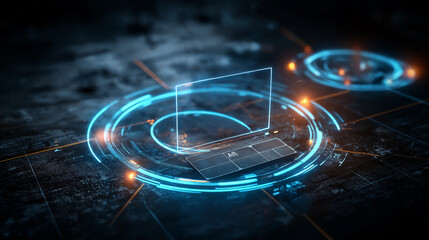 High Tech Interface Button Press