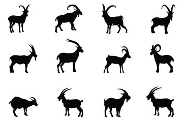 Goat Silhouette Illustration Set