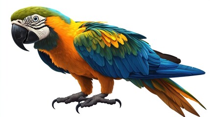 Fototapeta premium Vibrant blue-and-gold macaw isolated on white.