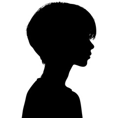 Silhouette of a young child with short hair in a minimalist vector design style