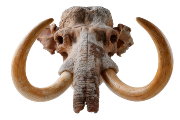 Large Mammoth Skull Replica with Long Curved Tusks and Detail