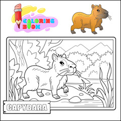 cute capybara coloring book for children
