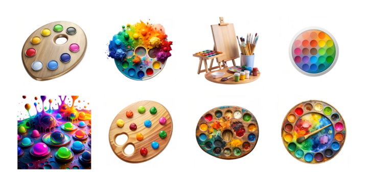 Artists Color Mixing Palette on Transparent Background