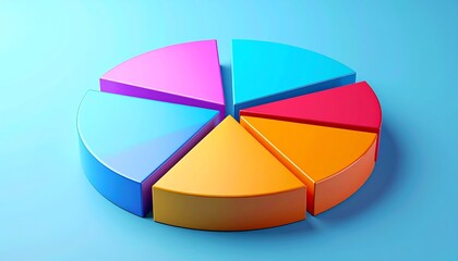 Fototapeta premium Colorful geometric pie chart representing data analysis and visualization for business and educational purposes