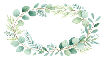 Watercolor Greenery Wreath, Circular Floral Frame, Isolated on Transparent Background, Botanical Illustration, Eucalyptus, Wreath, Greenery, Frame