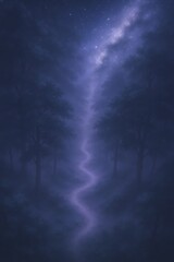 the night sky and the forest.Generative AI