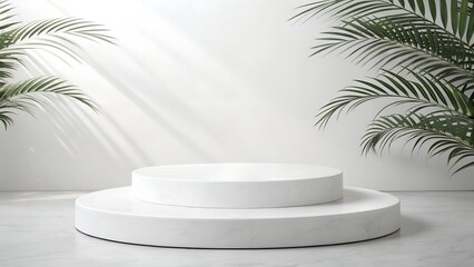 White podium on seamless white background, minimal and clean design – 3D render