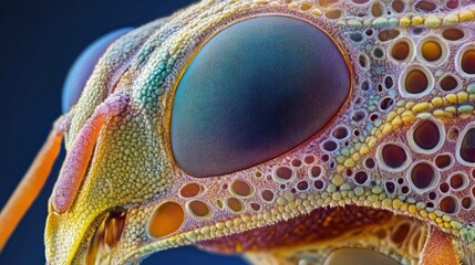 Obraz premium Extreme close-up of an insect's eye, revealing intricate details and textures.